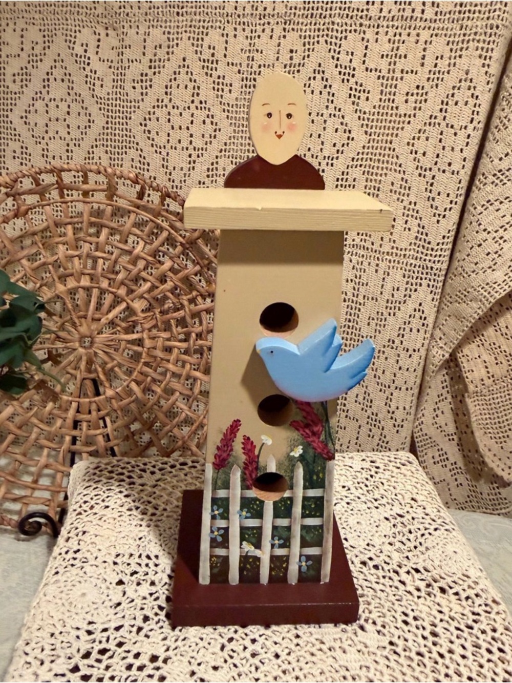 Handpainted Blue Bird Decorative Wooden Birdhouse - Unbranded